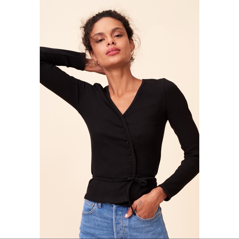 Rouje Julien Black Wrap Top sz 36